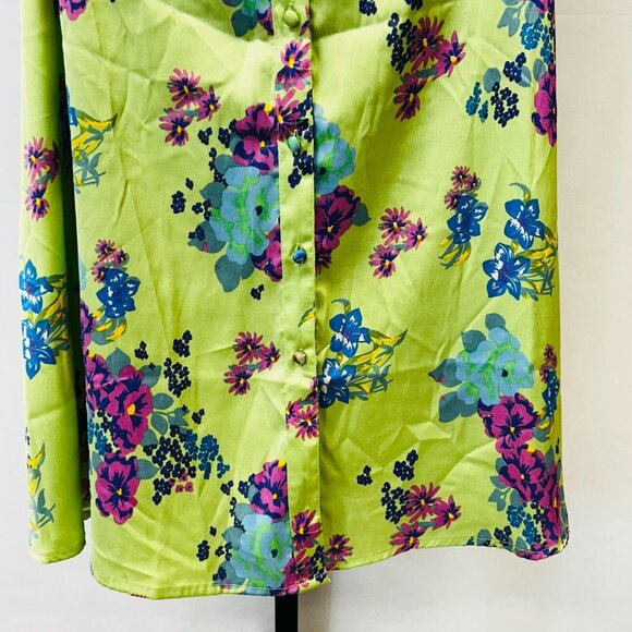 NWT ASOS Design Satin Floral Midi Tea Dress Size 4 Button Front Fluted Sleeves - Picture 9 of 14